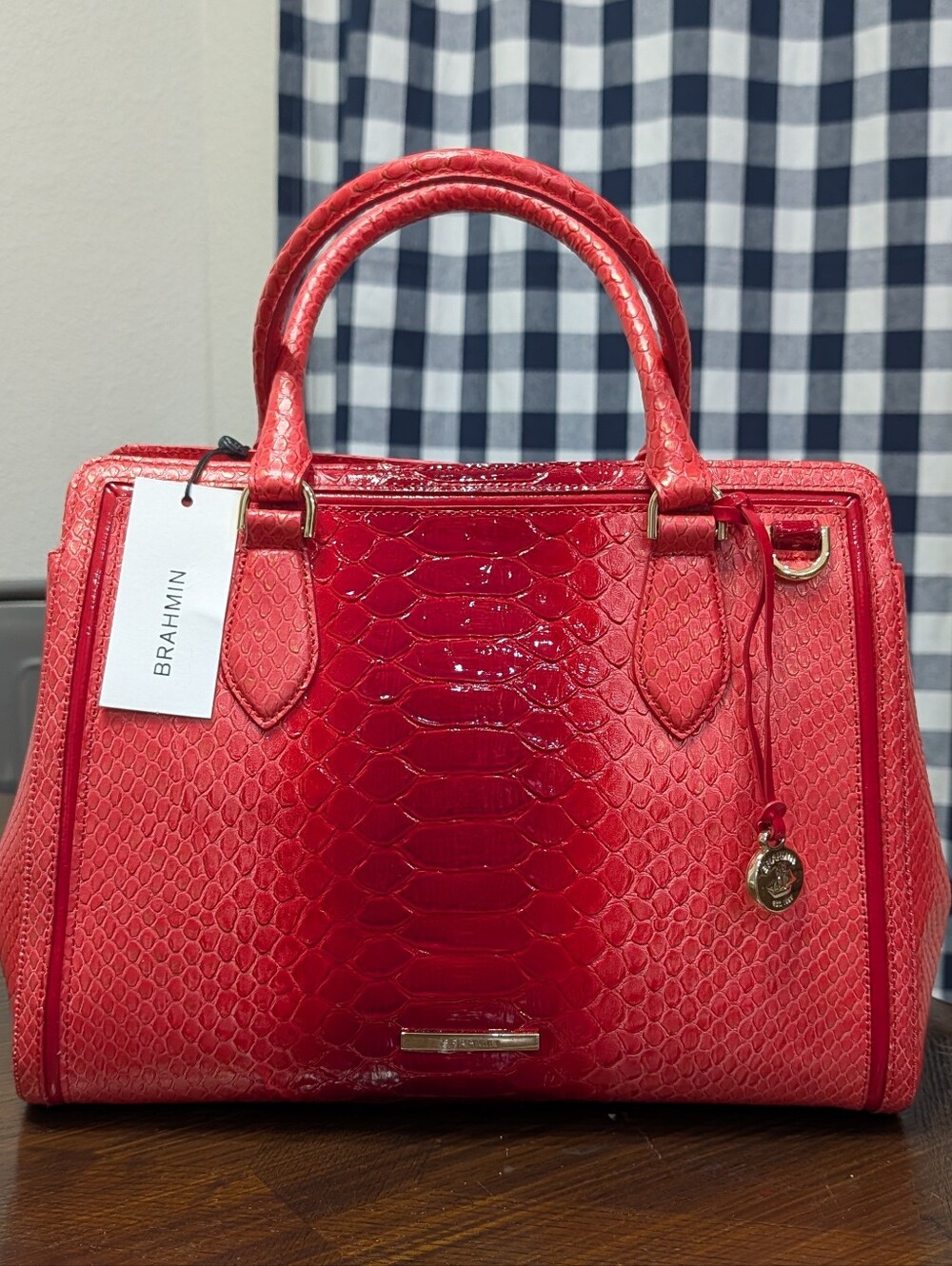 Brahmin Luxury Handbag! Small Finley In Flame Calimero 🔥